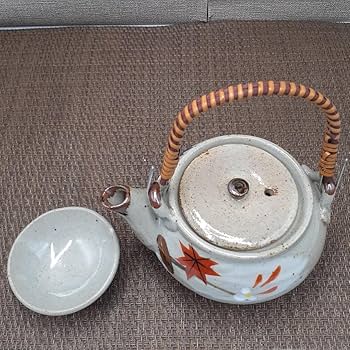 Amazon.co.jp: 日本製 美濃焼 萬宝窯 土瓶蒸し 雲錦 秋の味覚 松茸